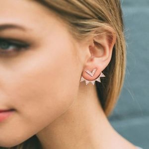 TARA | Boho Triangle Crystal Stud Drop Earrings